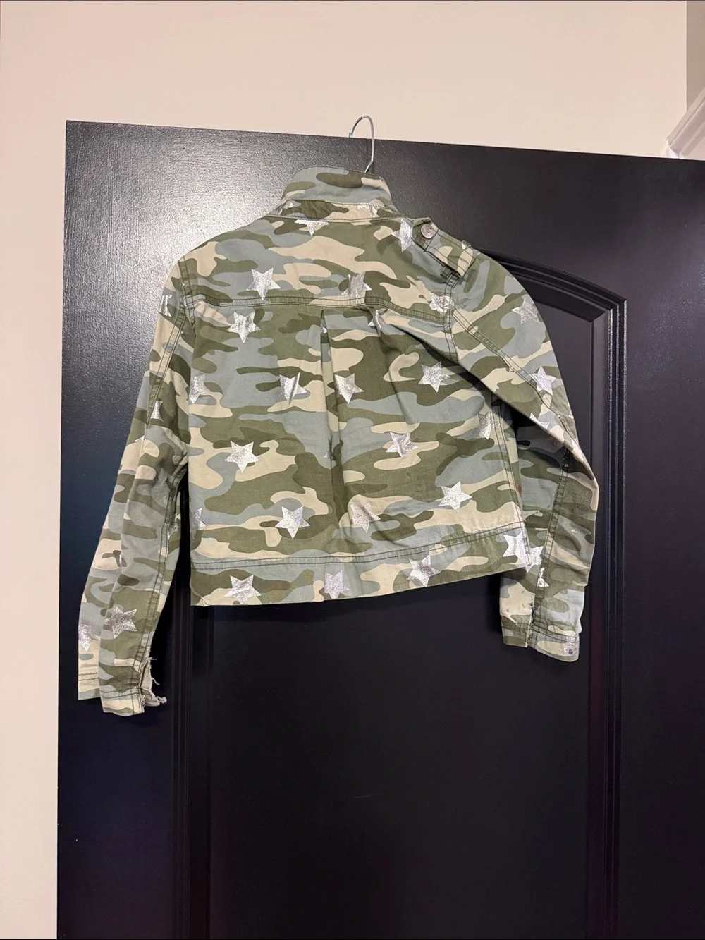 GAP Girls Olive Camo Jean Jacket with White Star Accents